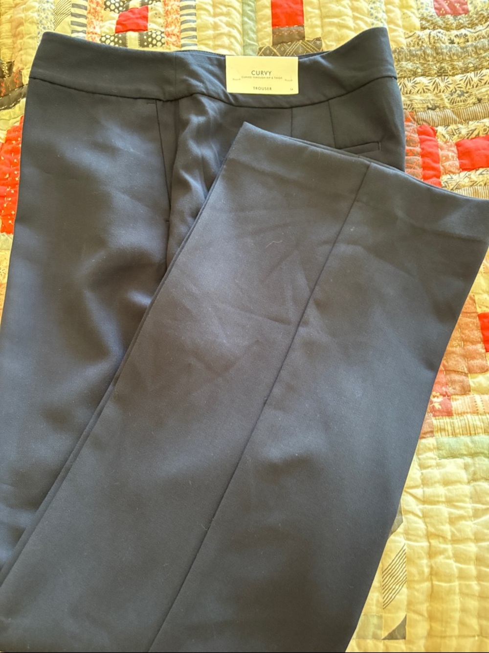 Ann Taylor Factory Navy Curvy Tailored Trousers